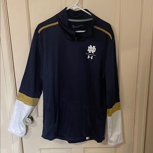 Under Armour Navy Blue Gold White Notre Dame Pullover Jacket